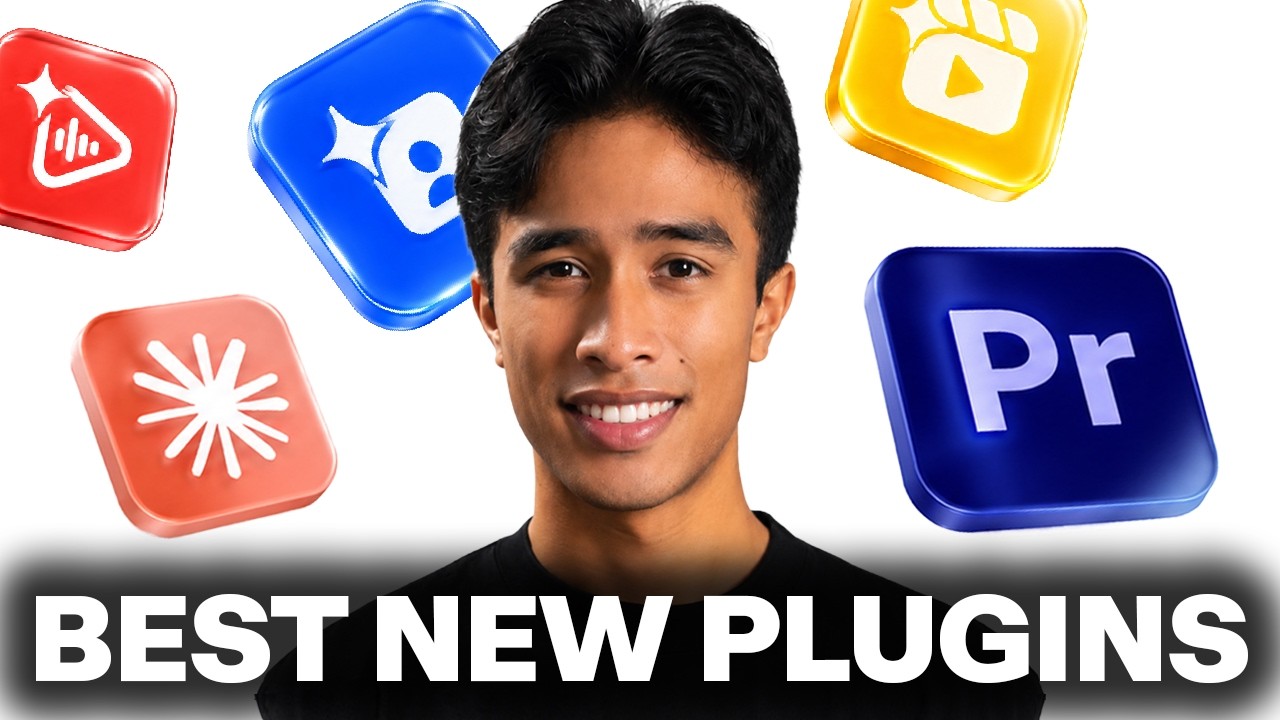 YouTube tutorial cover for Three AI plugins for Premiere Pro